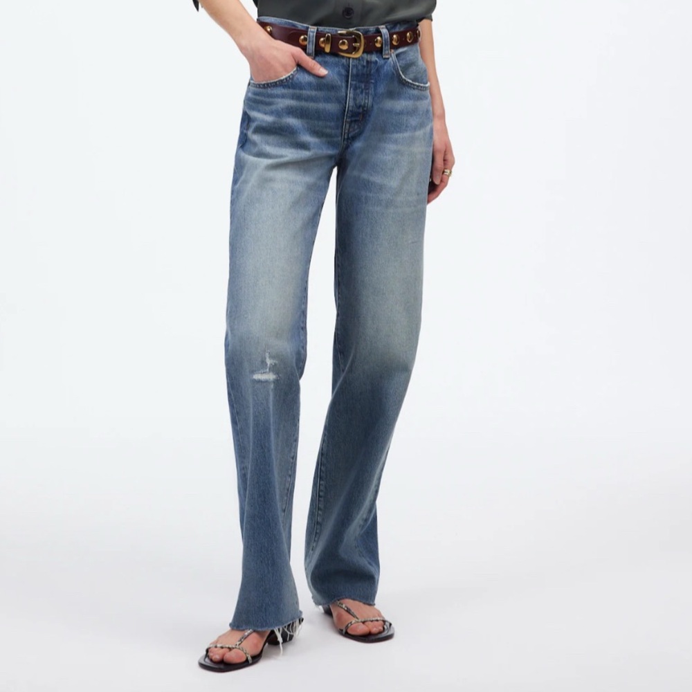 Madewell the dean jean blue denim size 27 p distressed hem